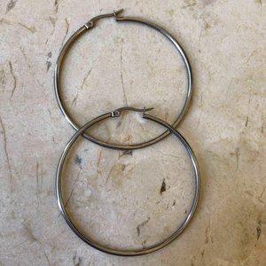 Large Silver Hoop Earrings